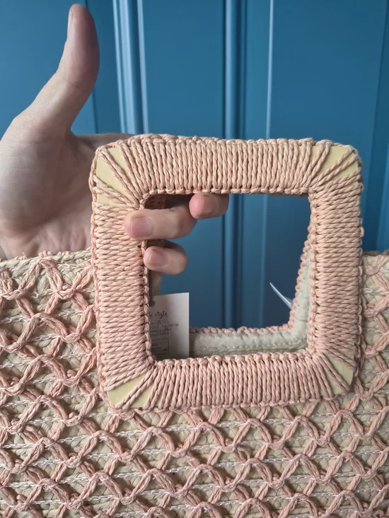 a new day PinkCrochet Square-Handle Tote Bag - Picture 2 of 7